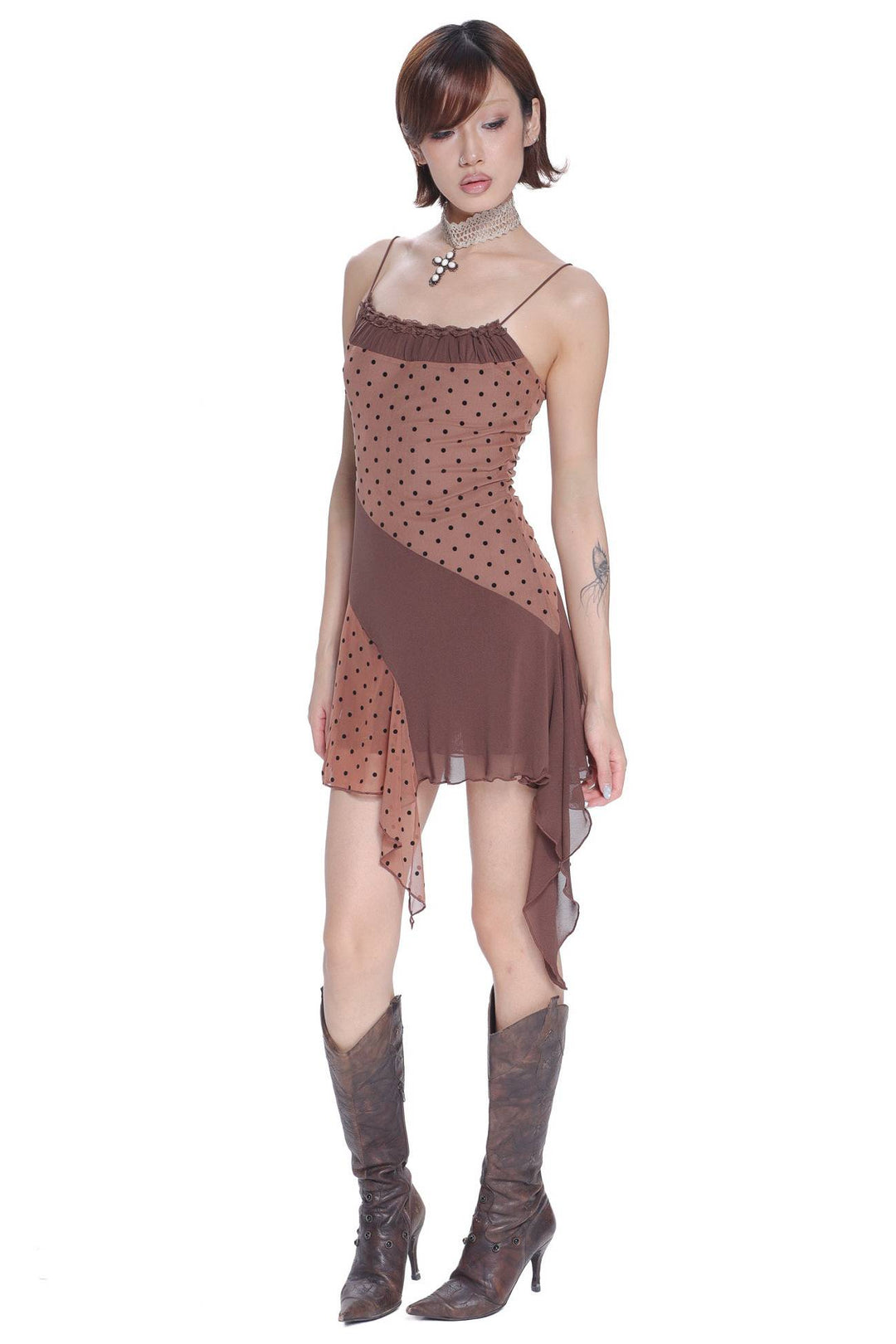 Polka Dot Asymmetric Dress
