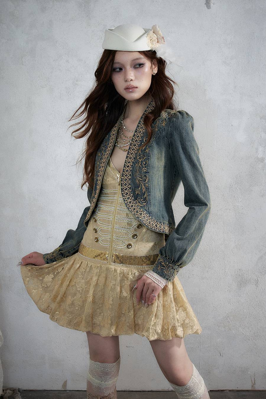 Embroidered Cropped Jacket