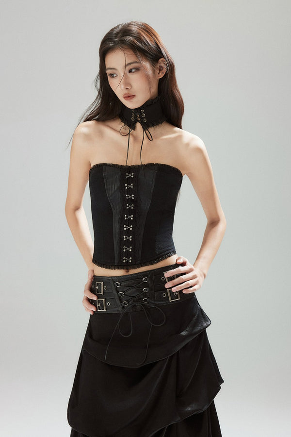 Strapless Lace Trim Corset