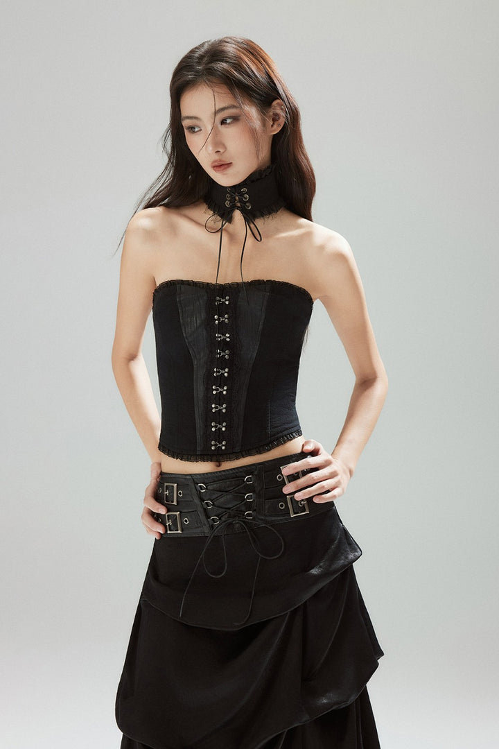 Strapless Lace Trim Corset