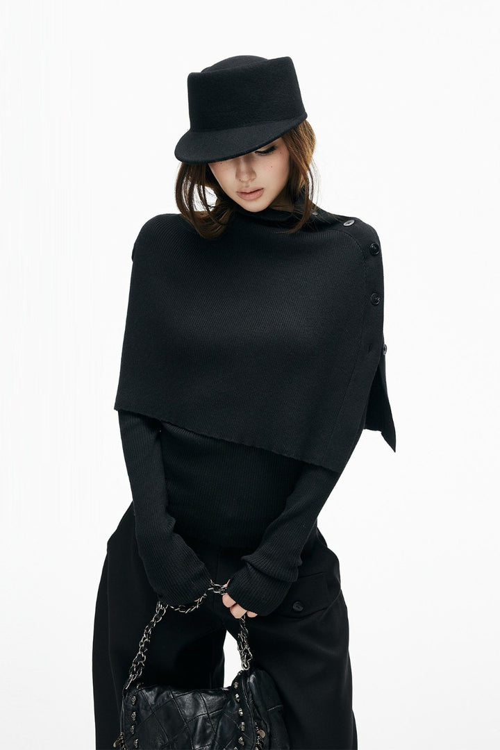 Ribbed Cape Henley Top