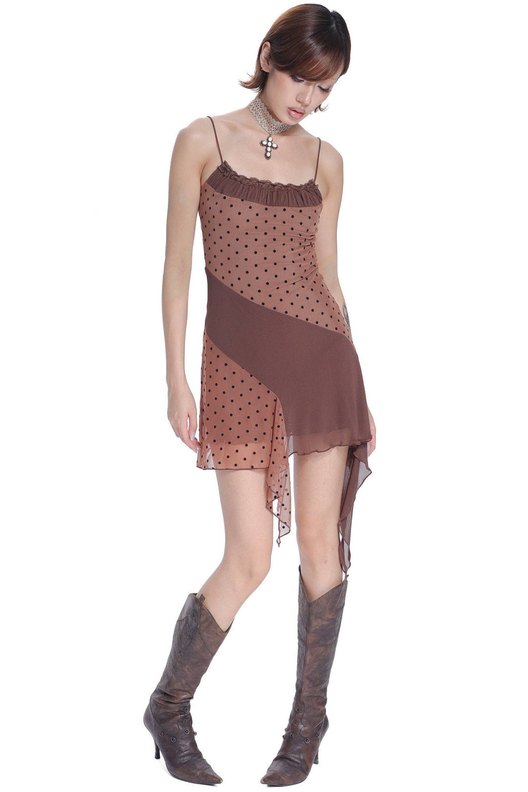 Polka Dot Asymmetric Dress