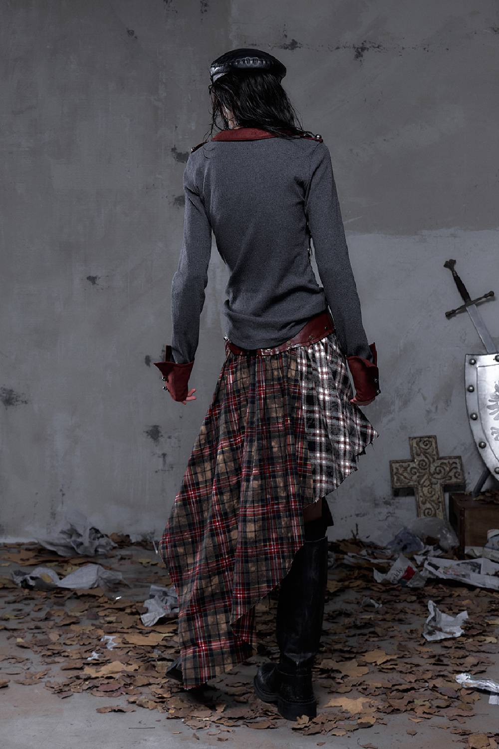 Plaid Wrap Maxi Skirt