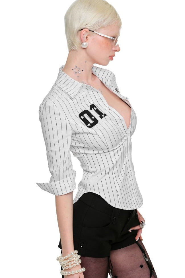 Stripe Muse Baseball Blouse