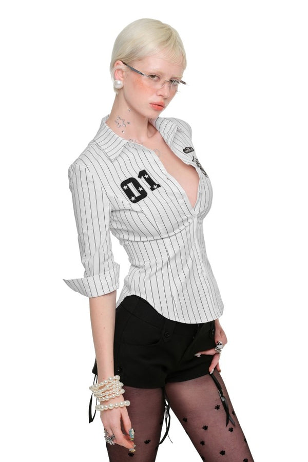 Stripe Muse Baseball Blouse