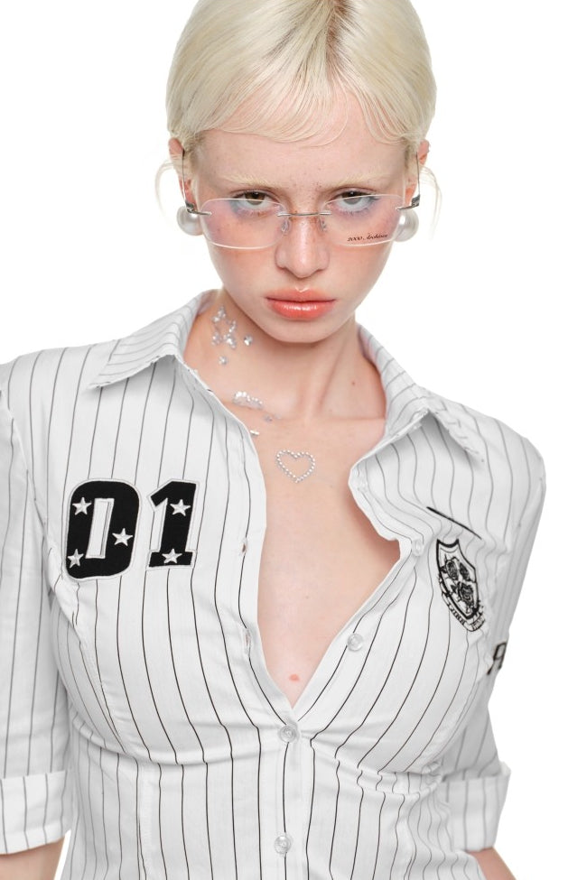 Stripe Muse Baseball Blouse