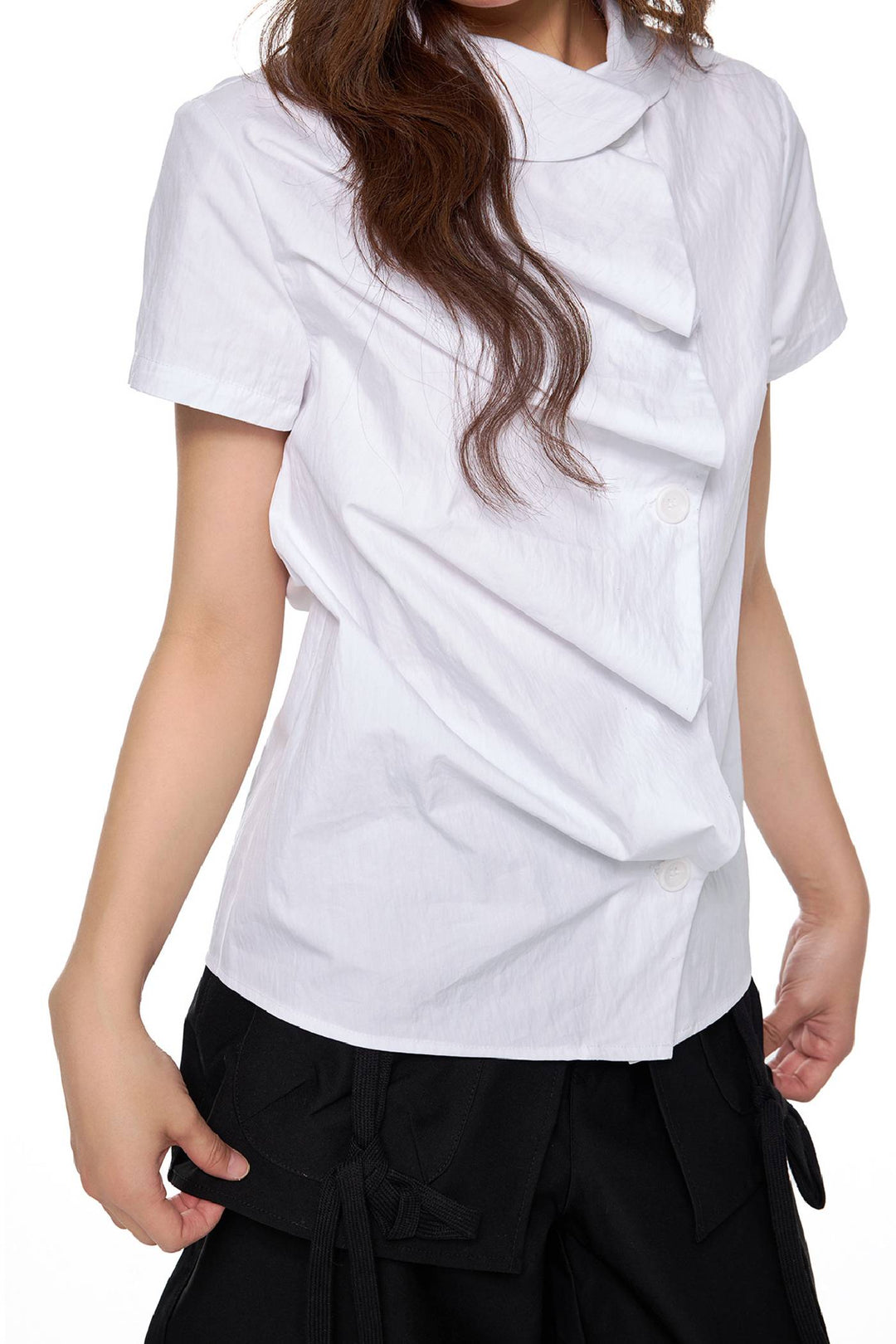 Fitted Ruffle Collar Top