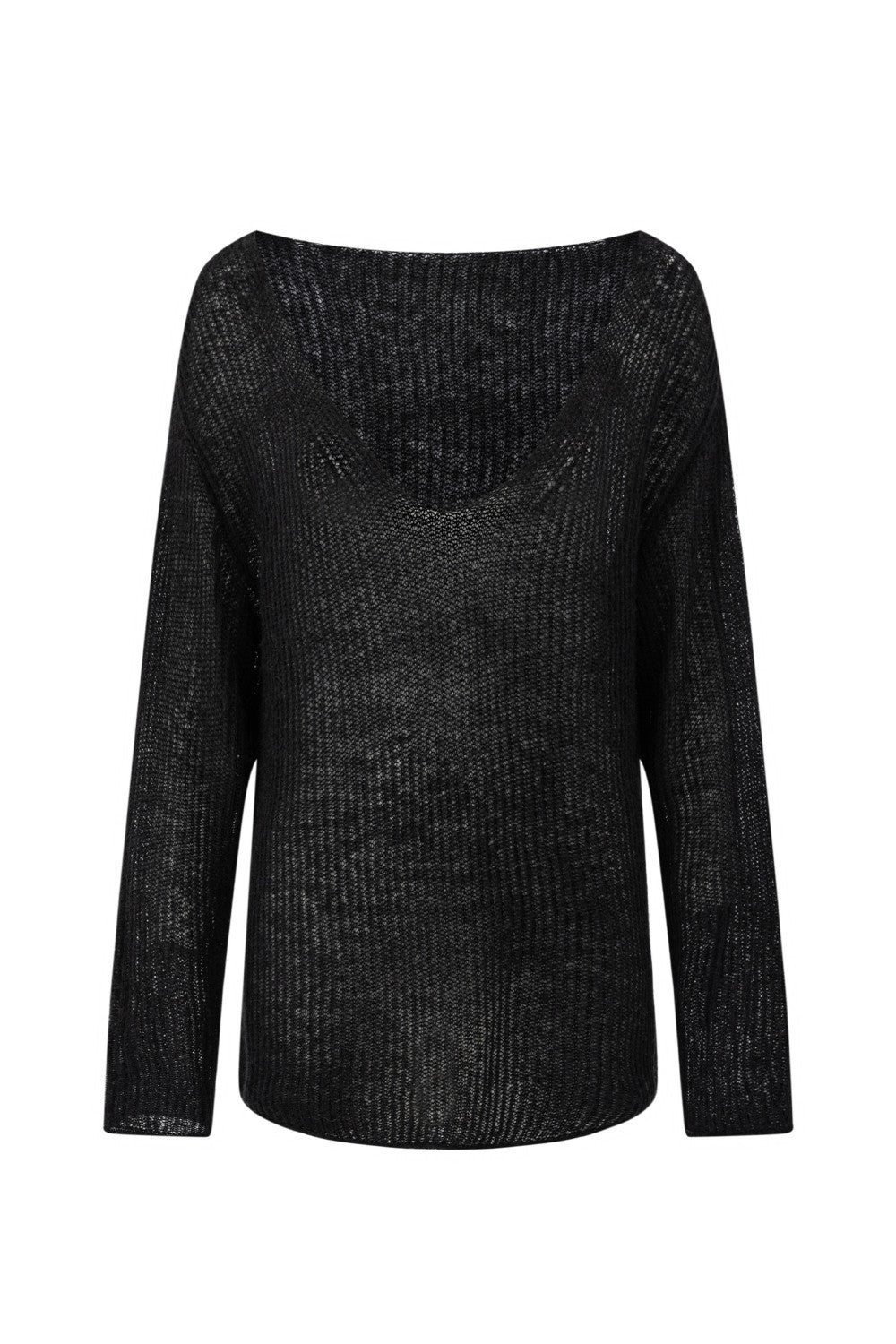 Sheer Knit V-Neck Pullover