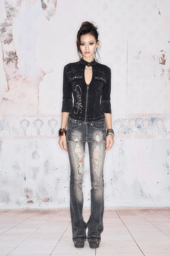 Nyra Embroidered Denim Jacket