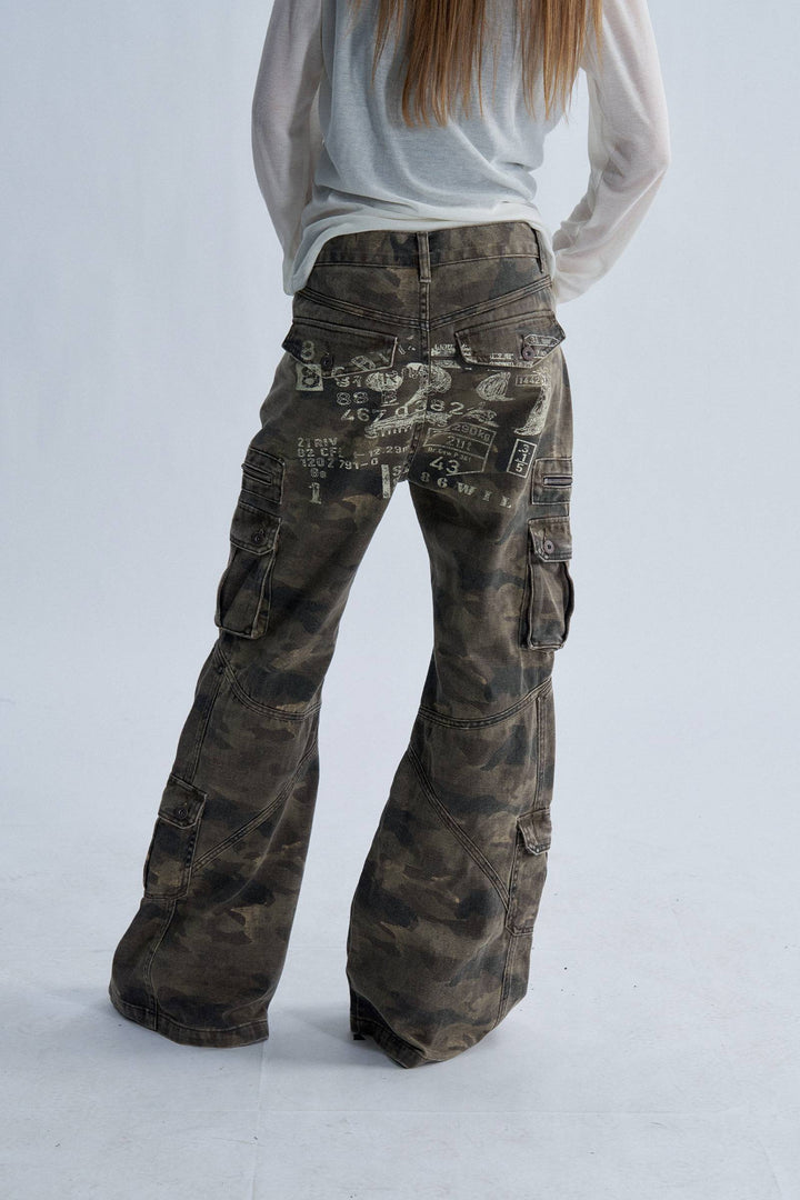 Distressed Camo Cargo Jeans