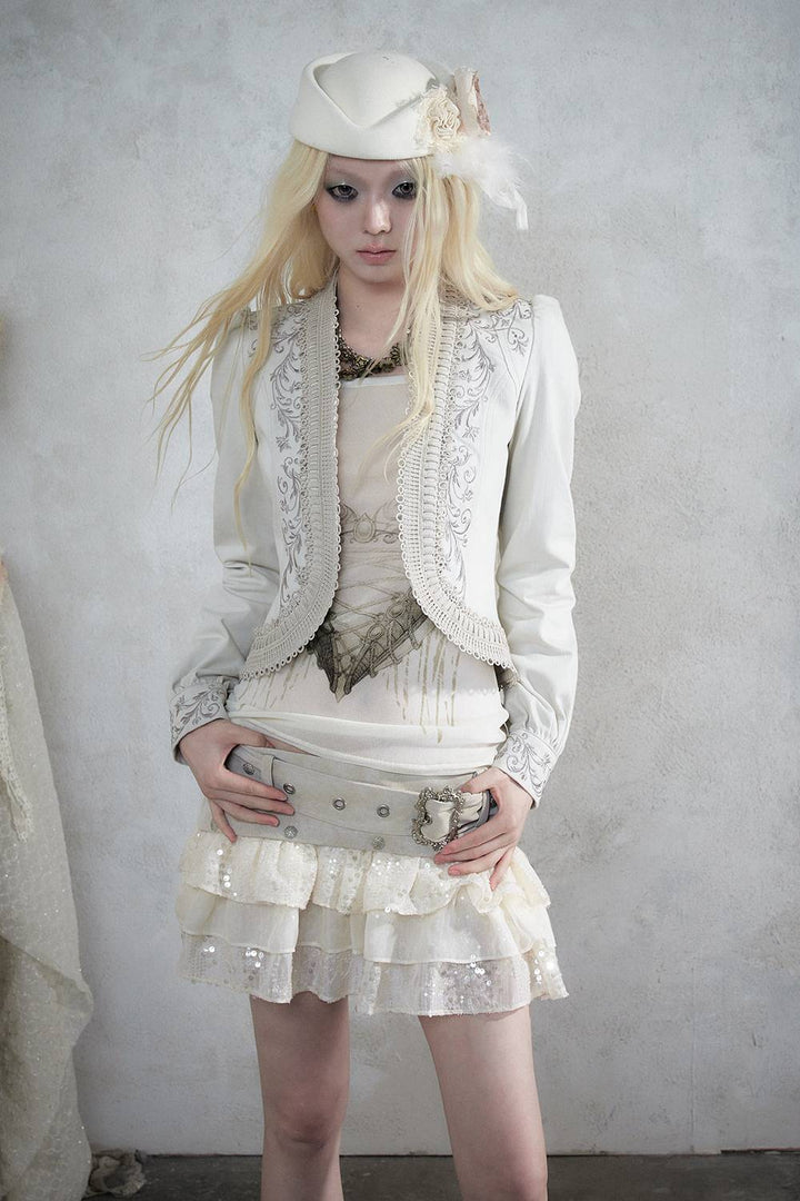 Embroidered Cropped Jacket