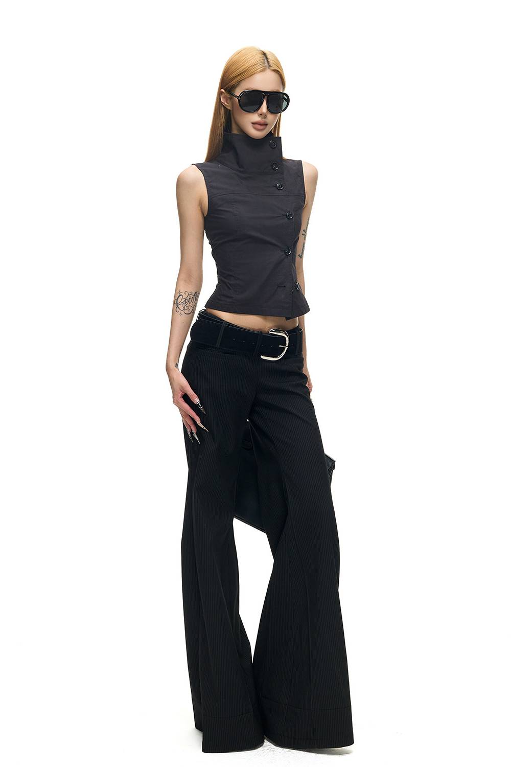 Sculpted High Neck Vest