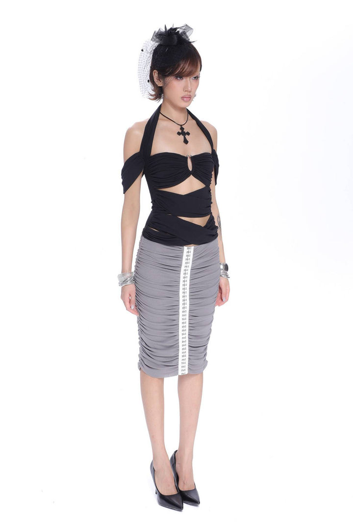 Ruched Keyhole Halter Top