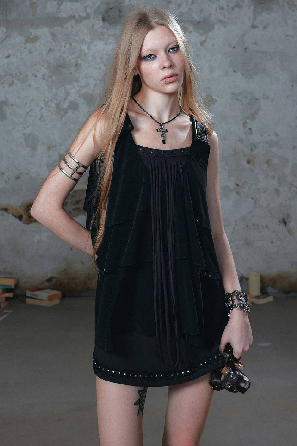 Layered Fringe Mini Dress