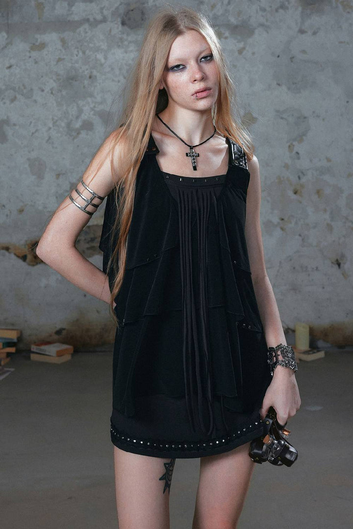 Layered Fringe Mini Dress