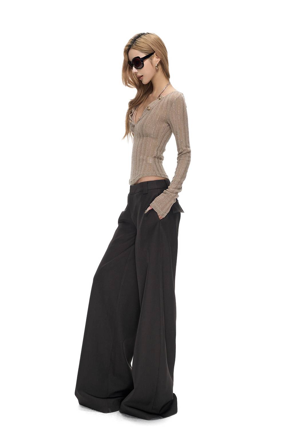 Low Rise Wide-Leg Trousers