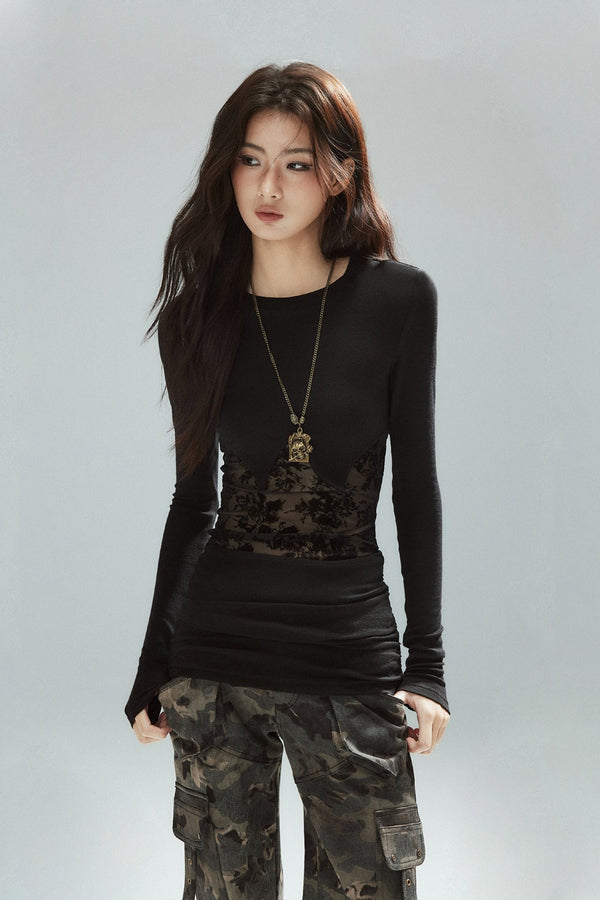 Gia Lace Panel Longsleeve