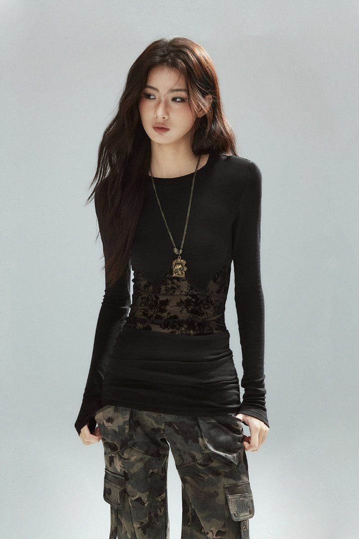 Gia Lace Panel Longsleeve