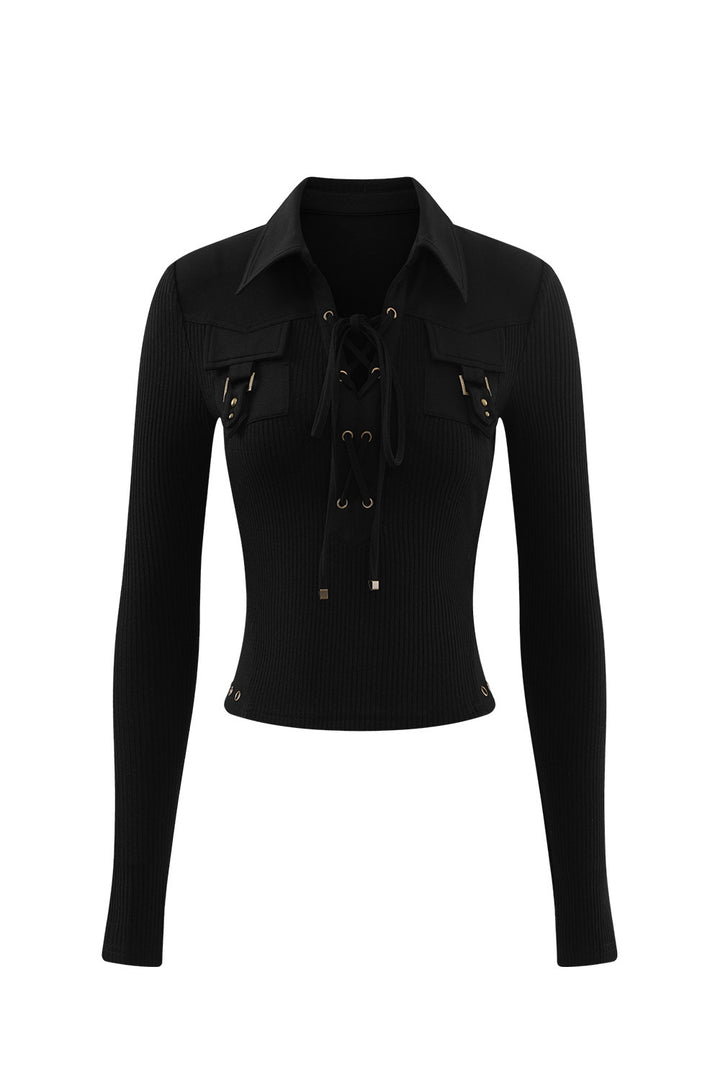 Vexa Lace-Up Collar Shirt