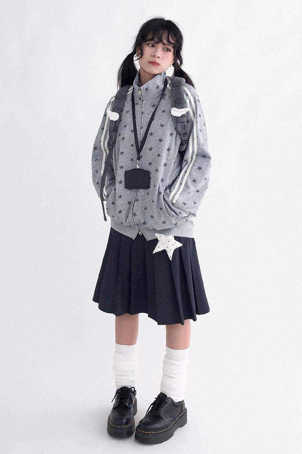 Star Print Cotton Zip