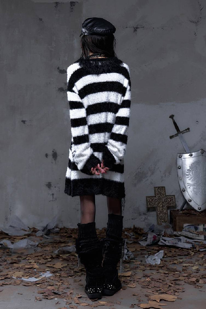 Striped Faux-Fur Knit