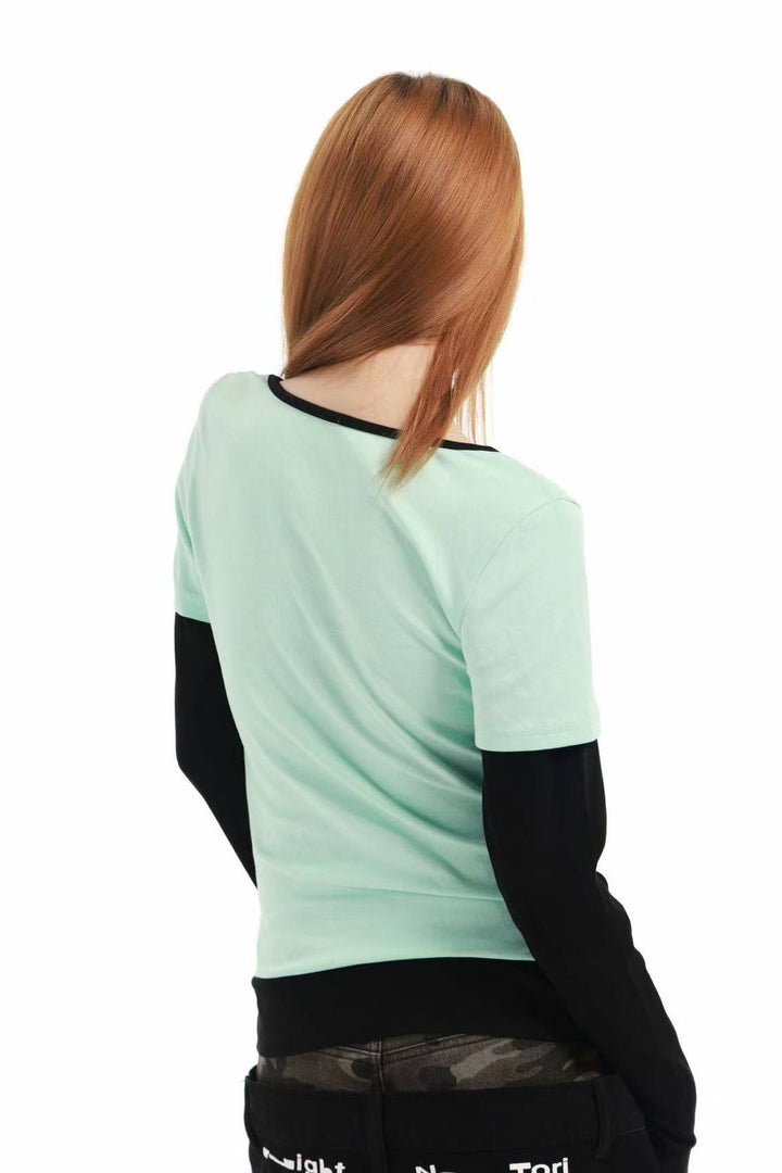 Mint Layered Rhinestone Top