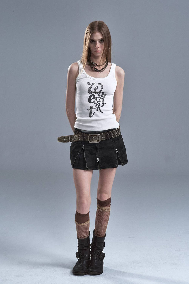 Ribbed Graphic Tank Top