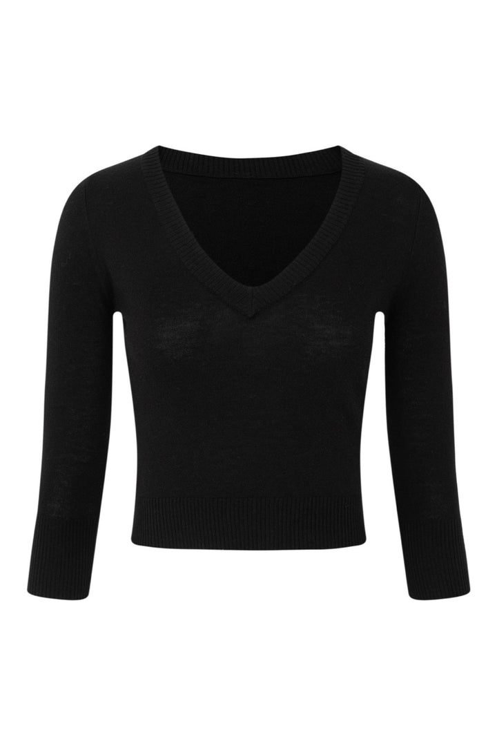 Lena Cropped V-Knit Sweater