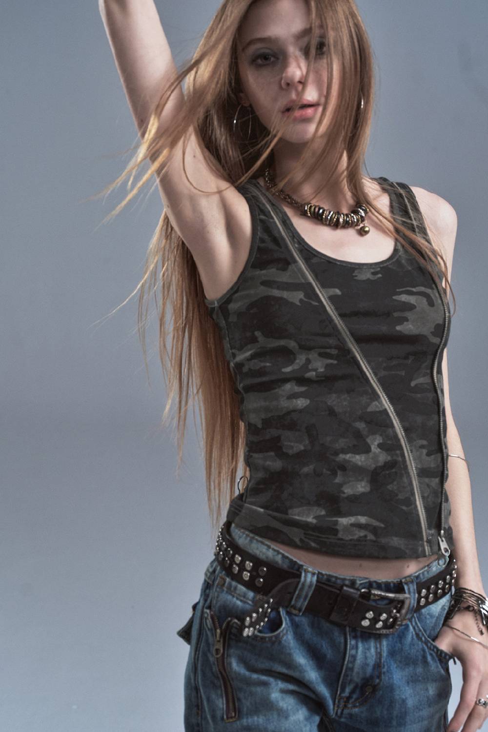 Asymmetric Zip Tank Top