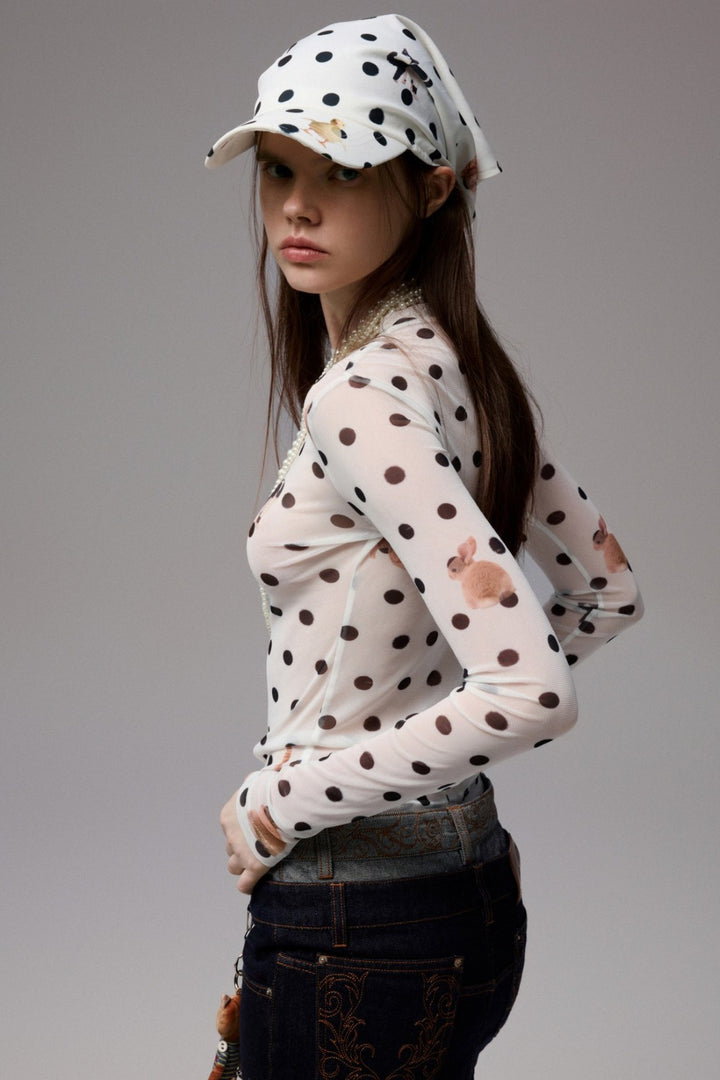 Ivy Polka Mesh Top