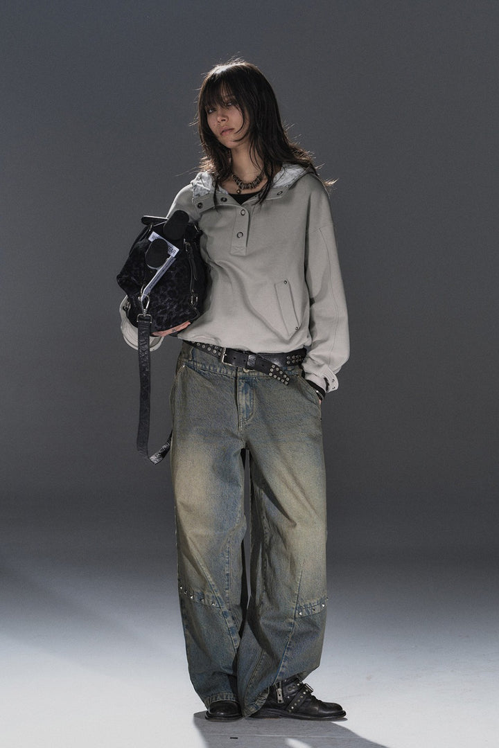 Half Leopard Stud Hoodie