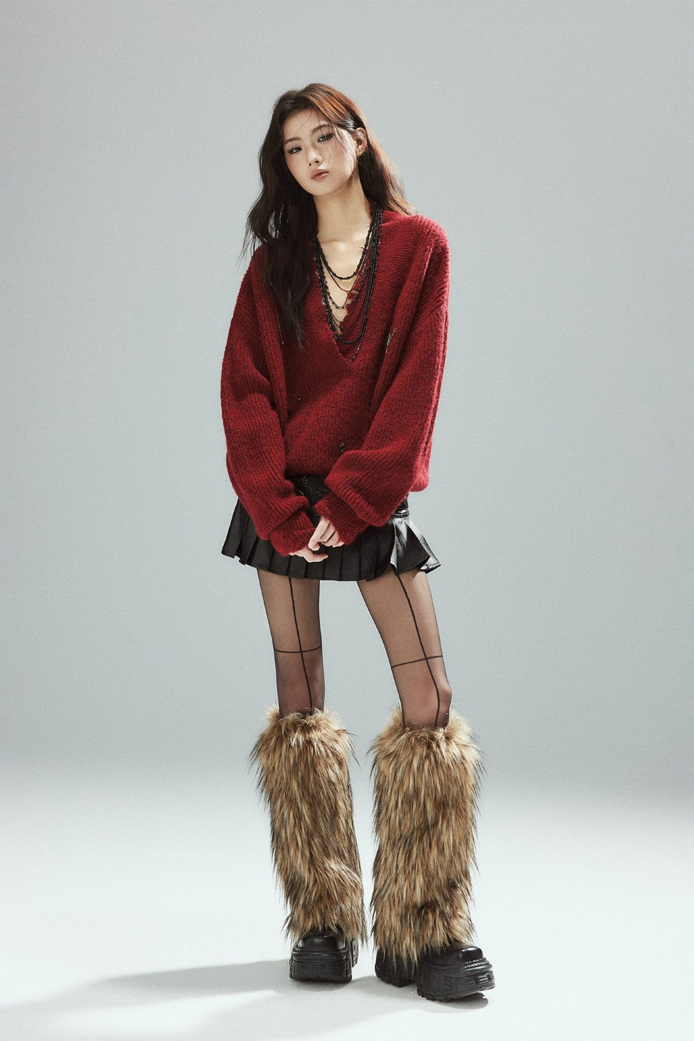 Distressed Chain Knit Sweater