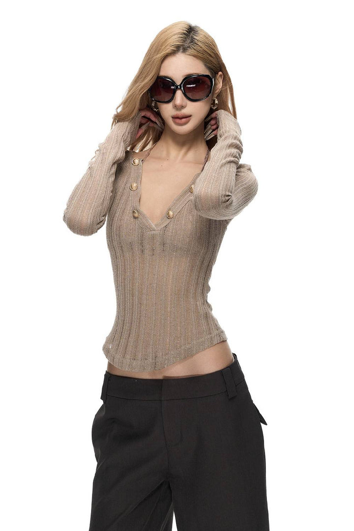 Shimmer Rib Knit Top