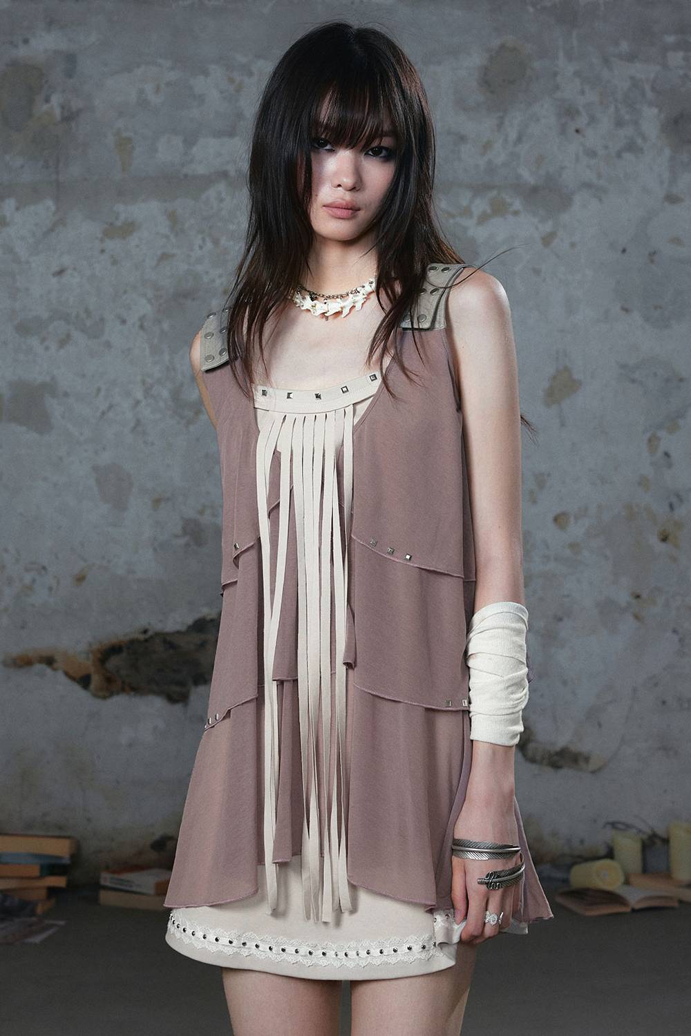 Layered Fringe Mini Dress