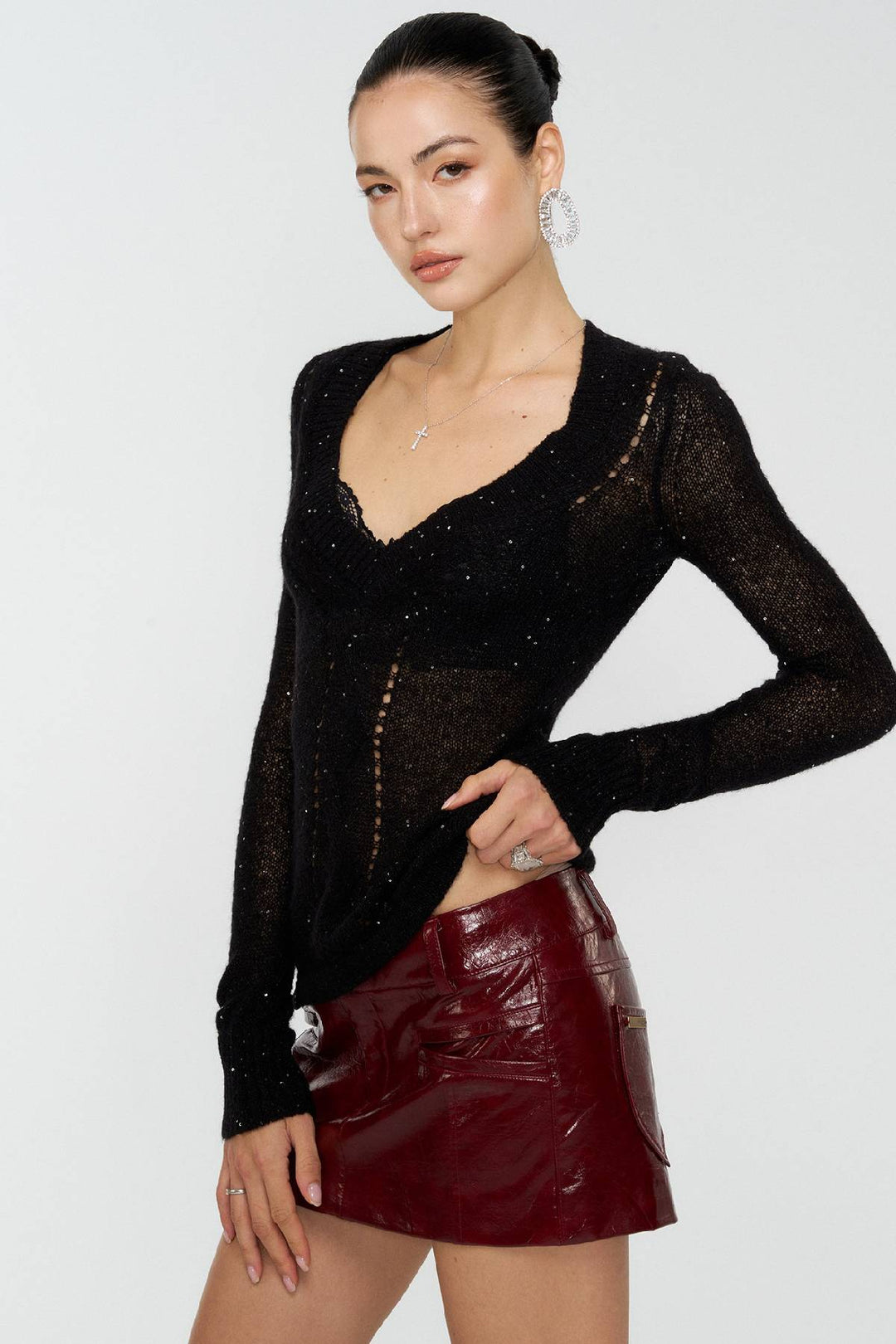 Shimmer Knit Long Sleeve Top