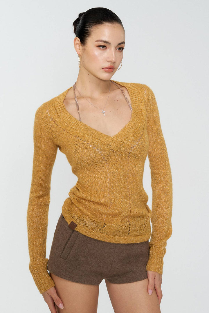 Shimmer Knit Long Sleeve Top