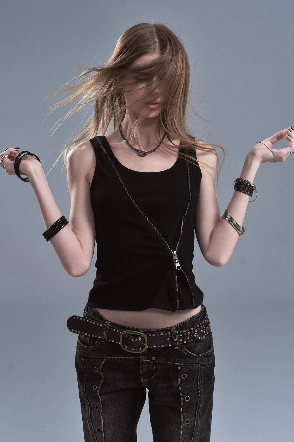 Asymmetric Zip Tank Top