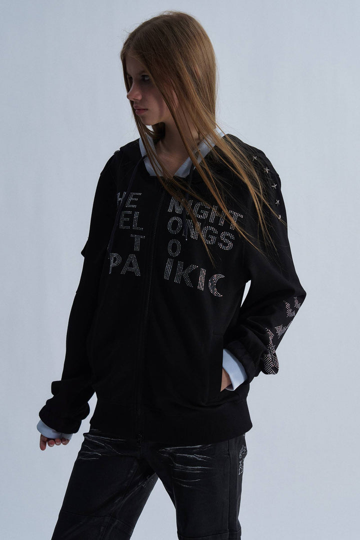 Nightfall Rhinestone Zip Hoodie