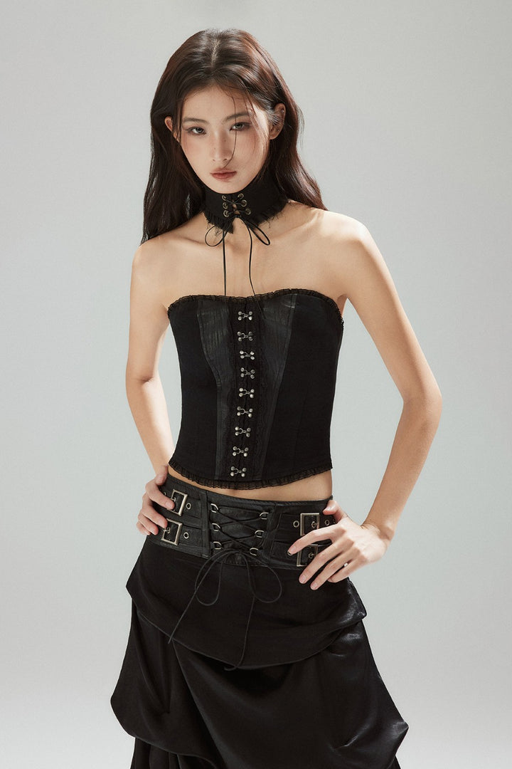 Strapless Lace Trim Corset