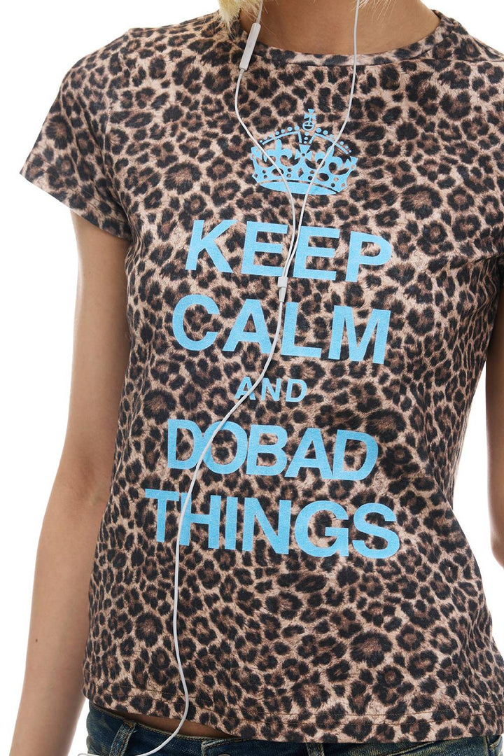 Fitted Leopard Graphic Top