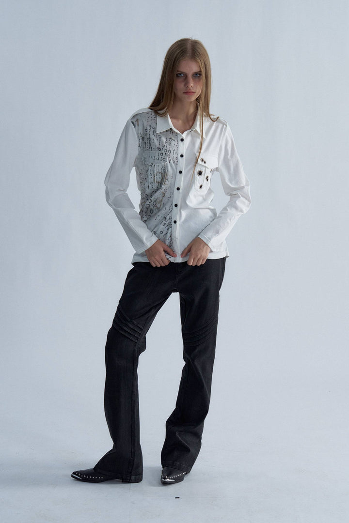 Static Ruched Button Shirt