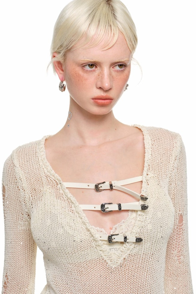 Reversible V-Neck Knit Pullover