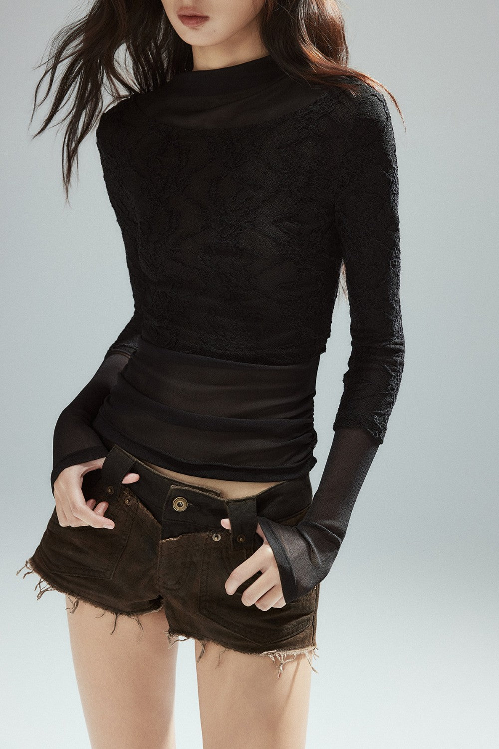 Lace Layered Mesh Top