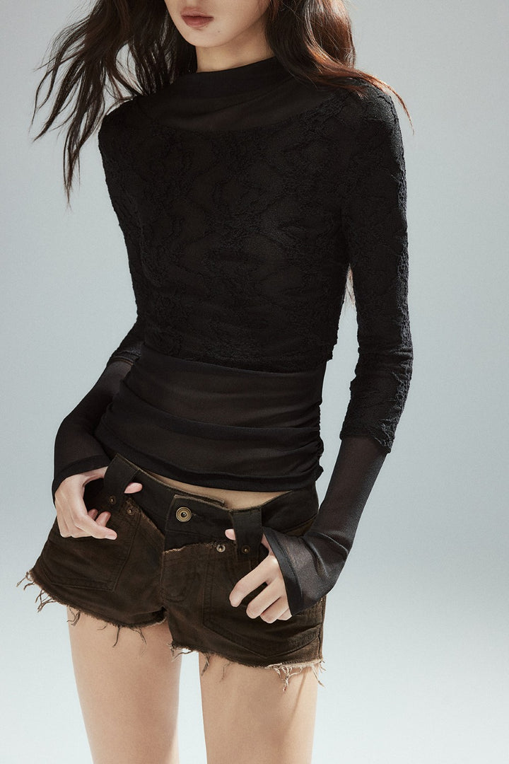 Lace Layered Mesh Top