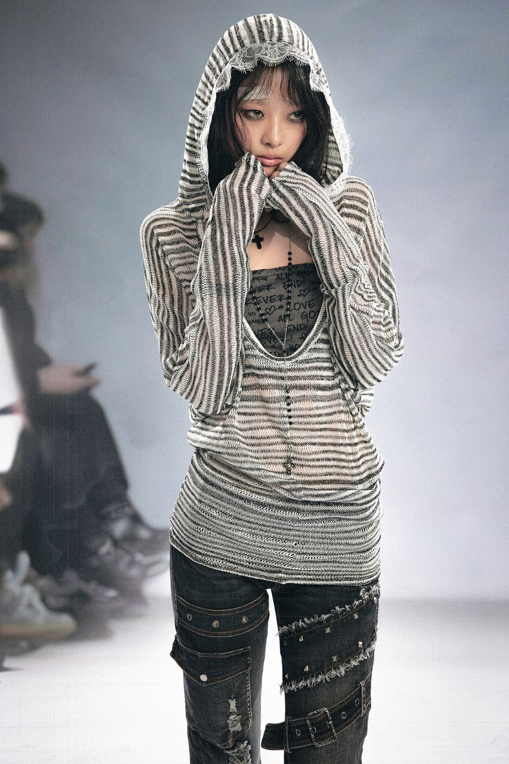 Chloe Striped Layered Hoodie
