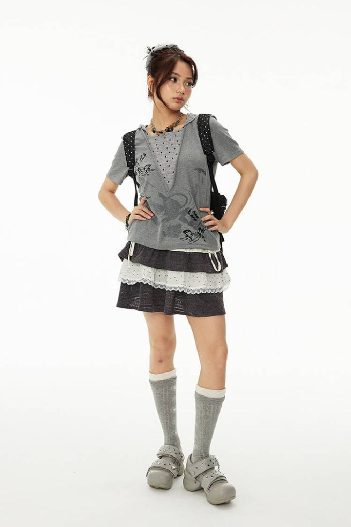 Layered Graphic Hood Top