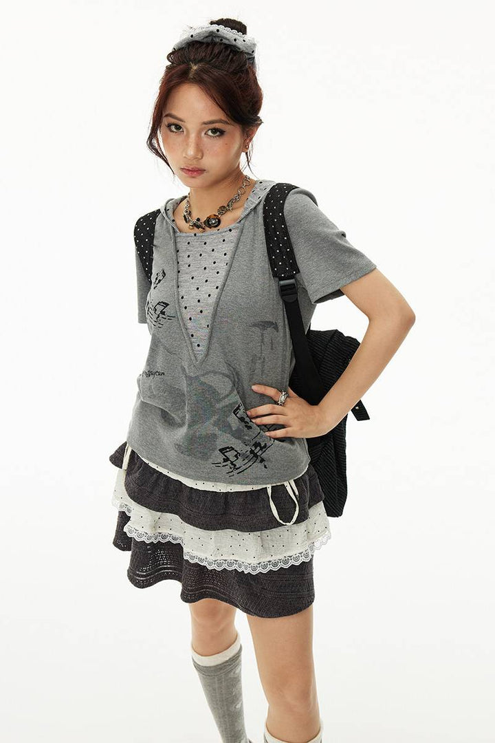 Layered Graphic Hood Top