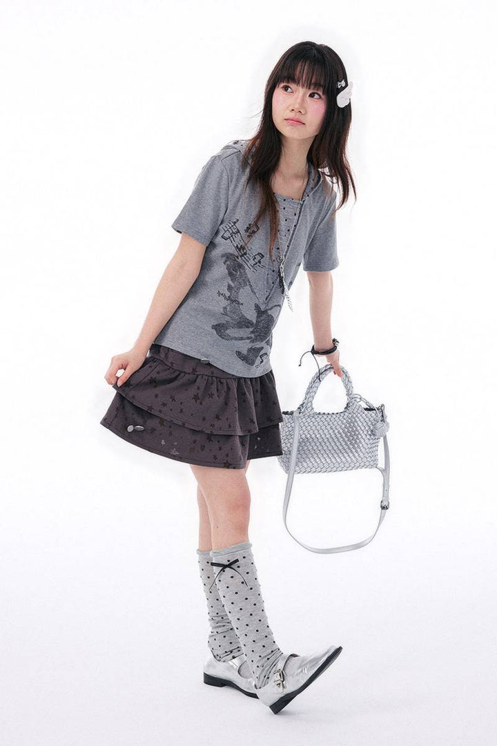 Layered Graphic Hood Top