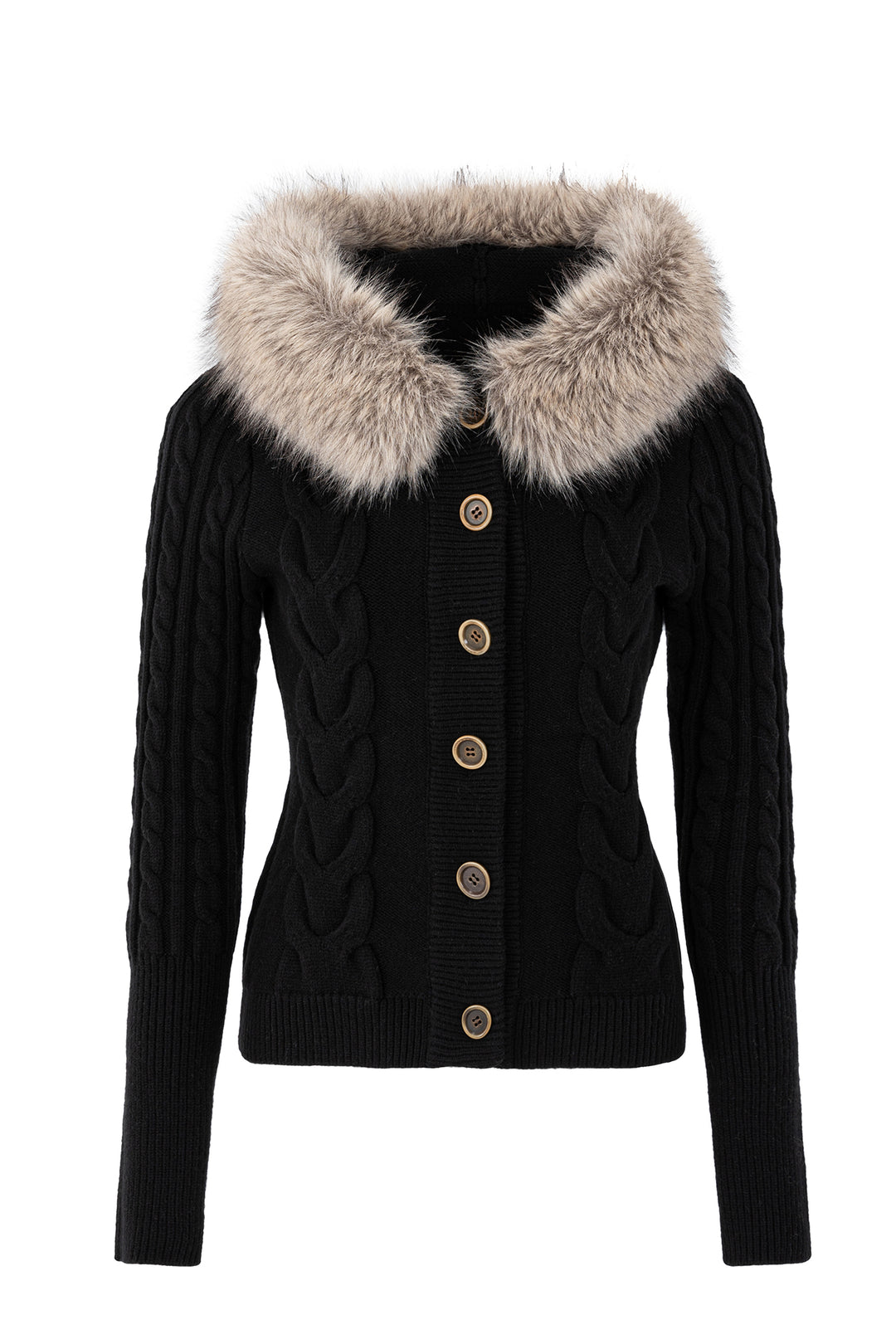 Elara Button-Up Fur Cardigan