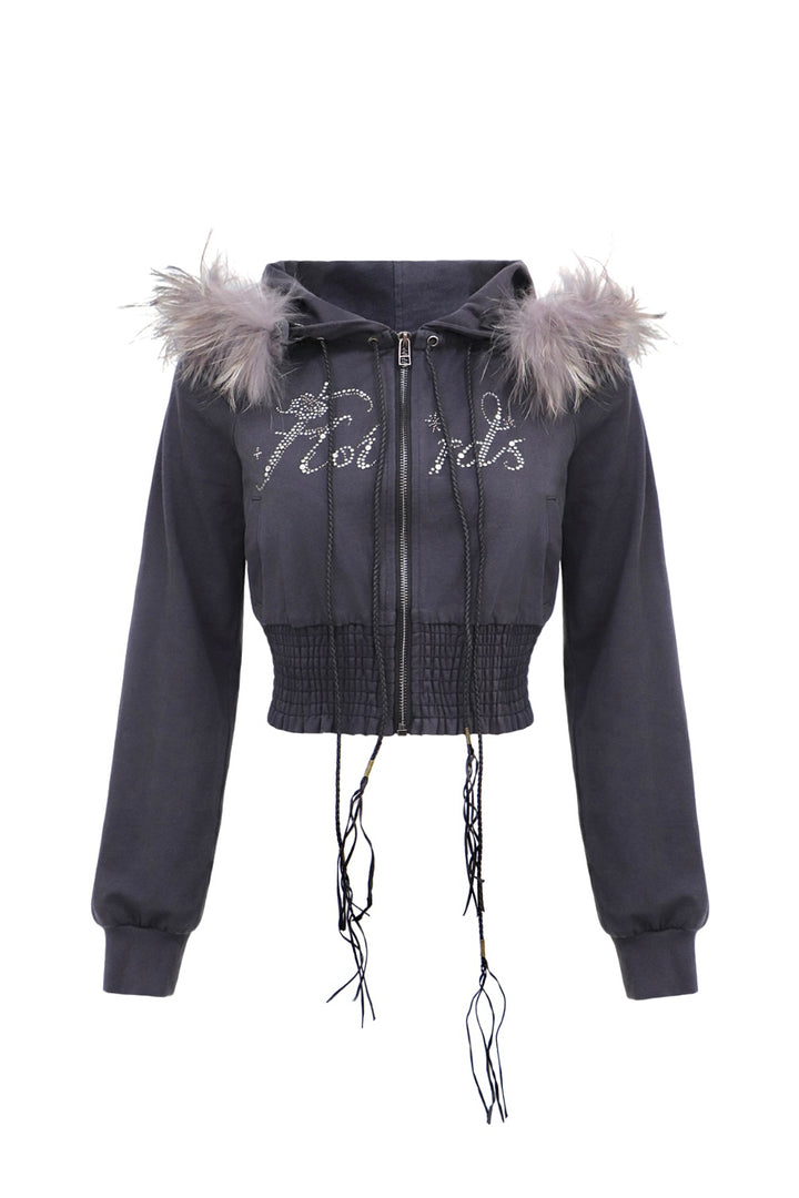 Crystal Fur-Trimmed Jacket